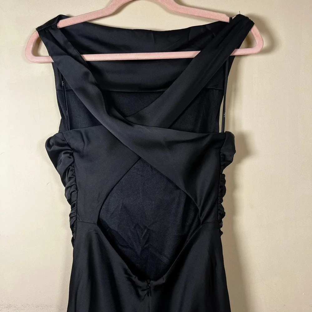 Lulus Black Elegant Cowl Neck Maxi Dress Gown M Cut Out Back Formal Prom Glam - Picture 6 of 11
